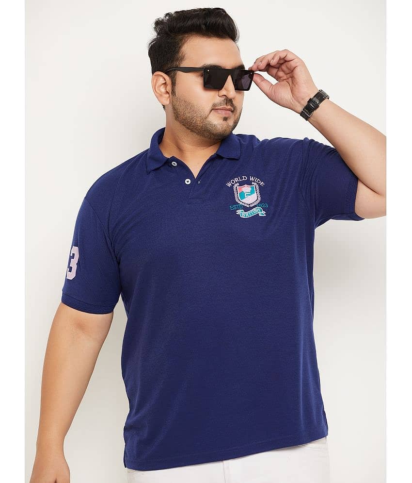 GET GOLF Pack of 1 Cotton Blend Regular Fit Solid Half Sleeves Men's Polo T Shirt ( Blue )