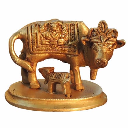 Brass Cow & Calf God Idol - Holy Kamdhenu Statue, Height : 2 Inch (BSMAS1471 C)