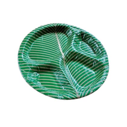 Banana Leaf Round Divided Plate 20 Pcs