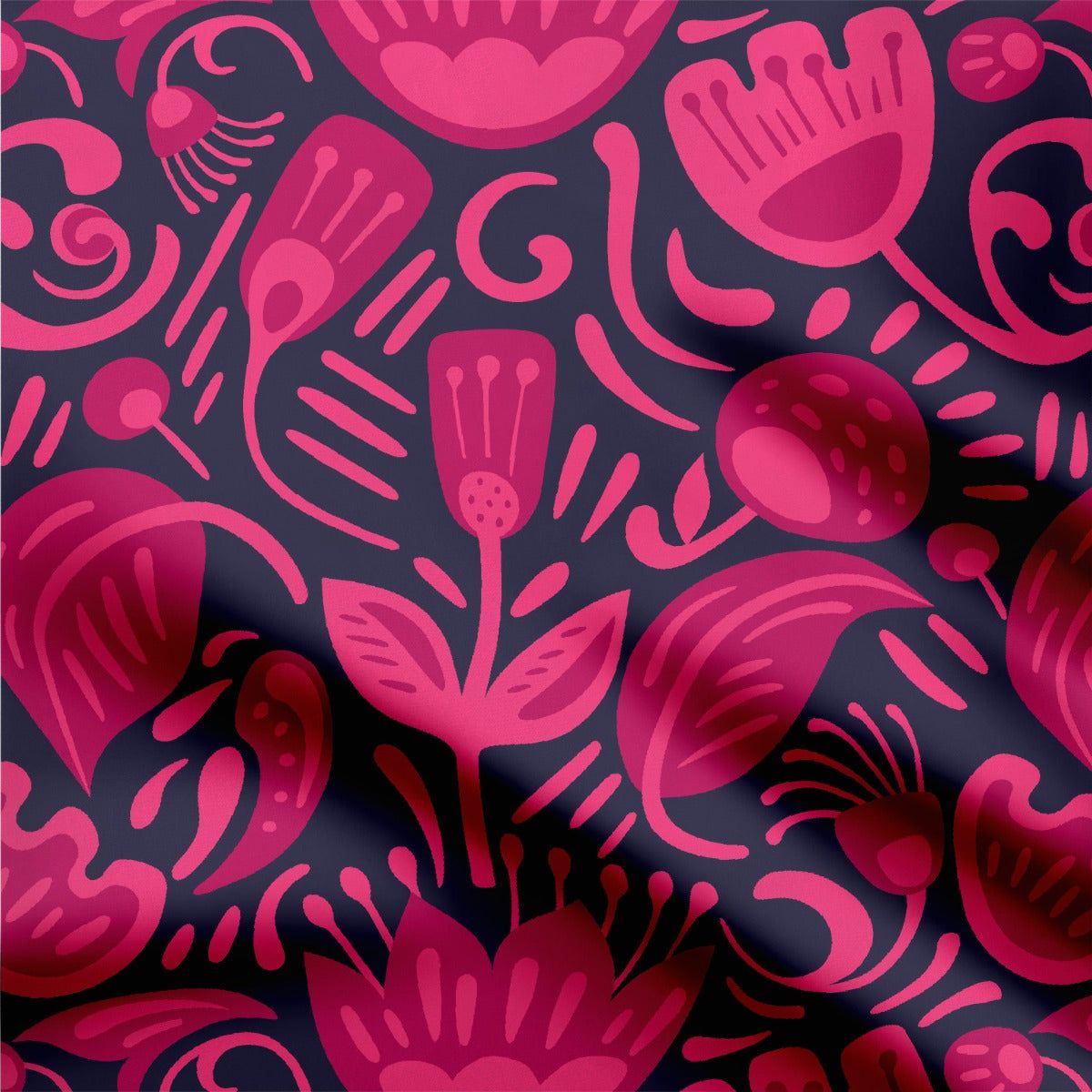 Floral Flat Magenta-Cotton