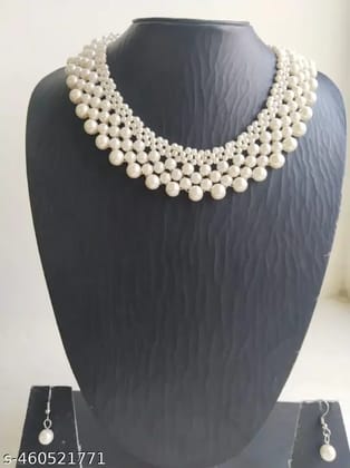 Collar Necklace set for the Modern Woman - Pearl white necklace set Sizzler from Fashionifyy