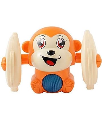 1959Y-YESKART - ORANGE  Dancing and Spinning Rolling Doll Tumble Monkey Toy Voice Control Banana Monkey with Musical Toy with Light and Sound Effects and Sensor(Plastic, Pack of 1,Multi Color)