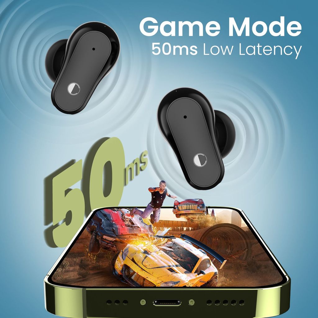 Cellecor BroPods C109 QUAD TWS, 60H Playtime,Quad Mic ENC,5.3v BT,50ms Low Latency Gaming Bluetooth-Black Grey