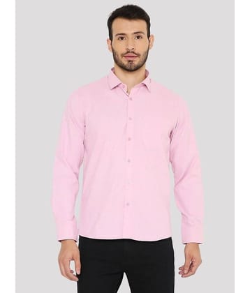 Maharaja Cotton Blend Slim Fit Solids Full Sleeves Men's Casual Shirt - Pink ( Pack of 1 )