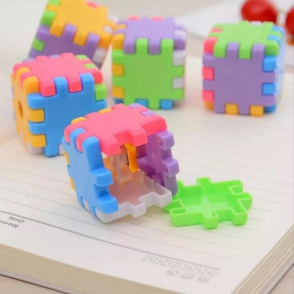 Puzzle Cube Dice Shaped Pencil Sharpeners for Kids, Birthday Gift, Return Gift Pack of 2 pc.