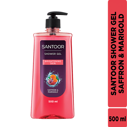 Santoor Shower Gel - Brightening Skin with Saffron & Marigold, 500 ml