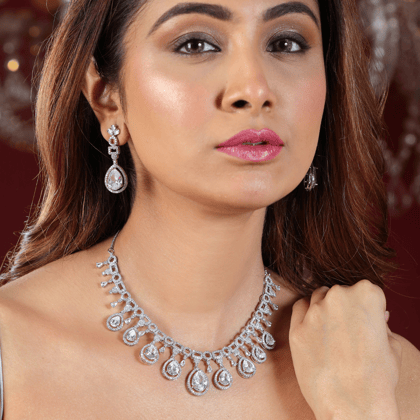 Exquisite Teardrop AD Bridal Jewelry Set