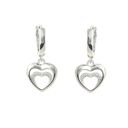 Heart Hanging Hoops | 925 Silver Earrings for Women-Free / Silver / Modern