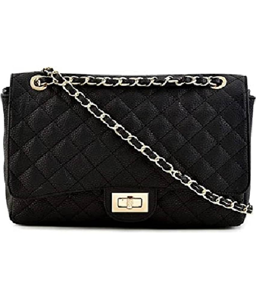 Lychee Bags Sling Bag PU Set of 1 ( Black )