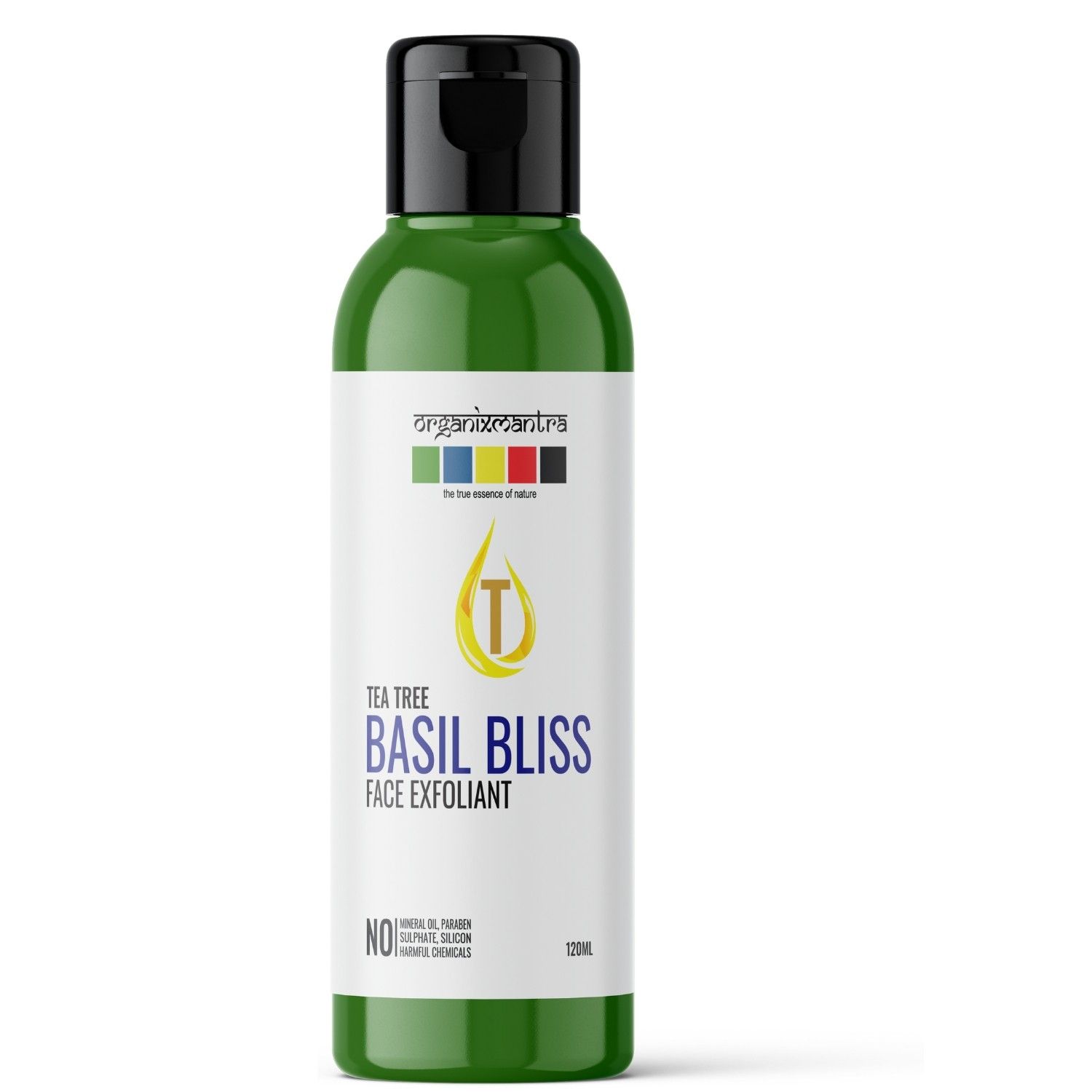 Organix Mantra Tea Tree Basil Bliss Face Exfoliator - Gentle Exfoliation | Harmonizing Rejuvenation | Revitalized Radiance & Silky Smoothness - Naturally Crafted & Botanically Blended - 120ML