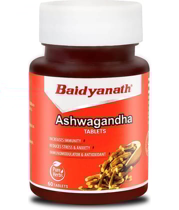 Baidyanath Ashwagandha Tablets- 60 Tab|General Wellness|Helps to handle Stress & Anxiety|