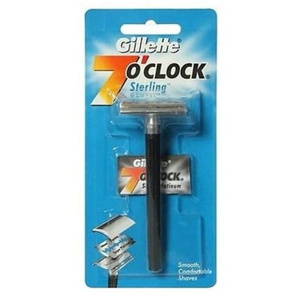 Gillette 7'O Clock Razor - Sterling, 2 in 1 Blade, 1 Pc