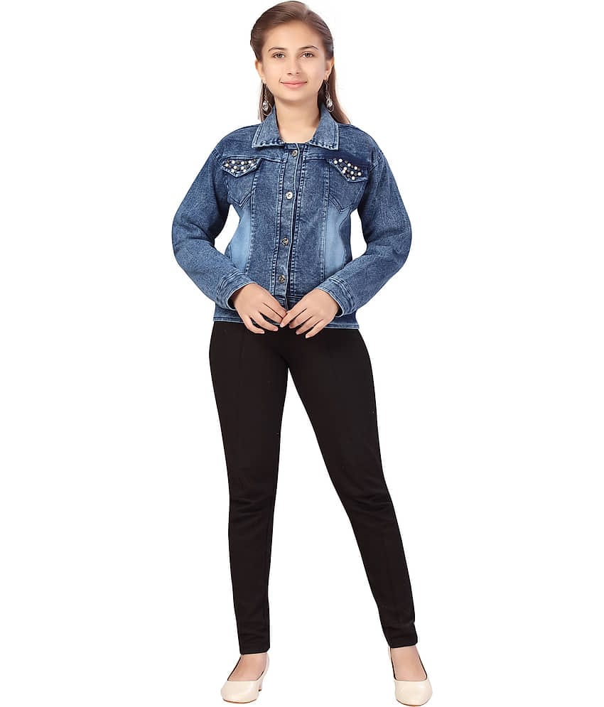 Aarika Girls Denim Denim Jackets For ( Pack of 1 , Denim Blue )