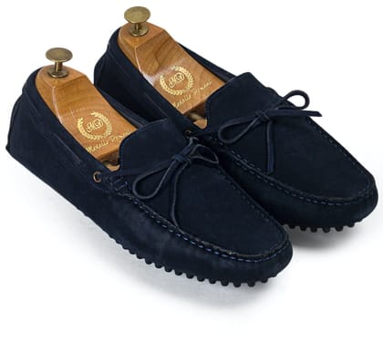 Gommino Suede Bow Loafers (Navy)-EU 42 / UK 8 / Navy