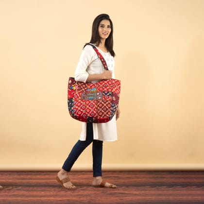 Rajasthani Embroidered Shoulder Bag, Pure Cotton Shoulder Bag With Handmade Beautiful Patchwork