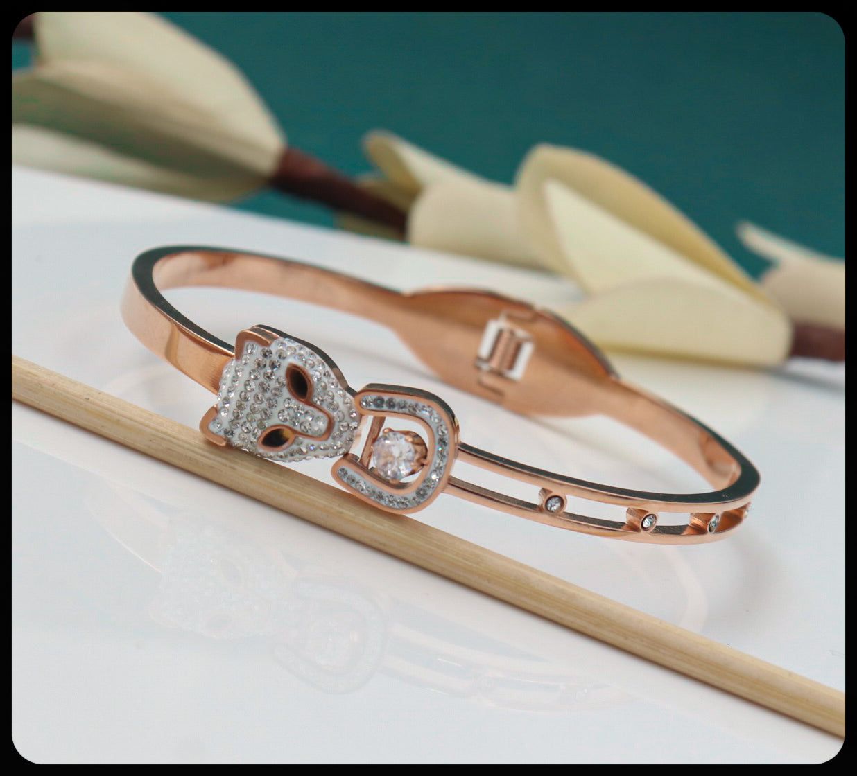 CHARLS JAGUAR Kada Bracelet-ROSE GOLD