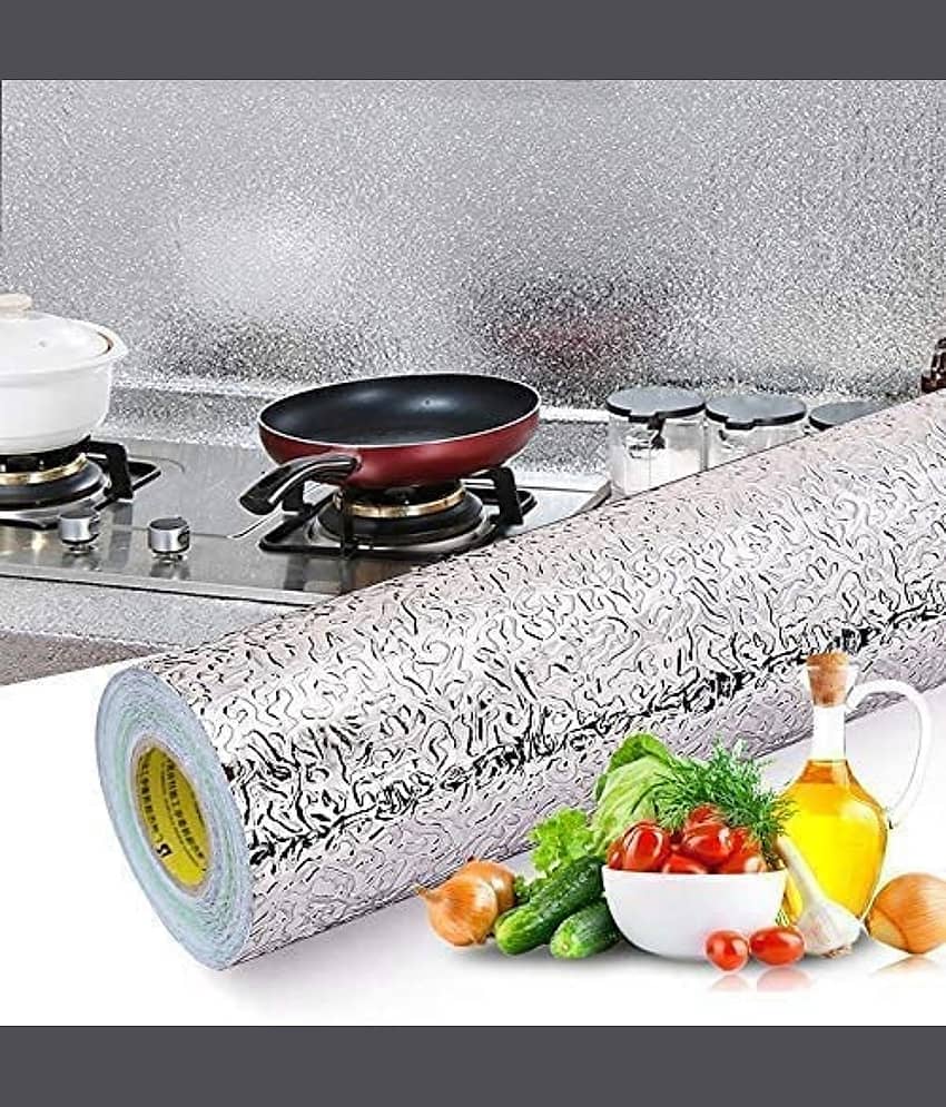 KRAMOX Silver Wallpaper Decorative Sticker | 60x200CM Karkari Silver Paper Sheet | Self Adhesive Peel & Stick Wall Covering for Kitchen, Living Room, Bedroom, Furniture, Cabinets, Interior Decor