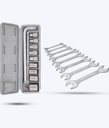 Aldeco Hand Tool Kit- Multipurpose use 10 Pcs Socket Set with 8 Pcs Spanner Set. Combination of Tools For Domestic & Industrial Purpose.