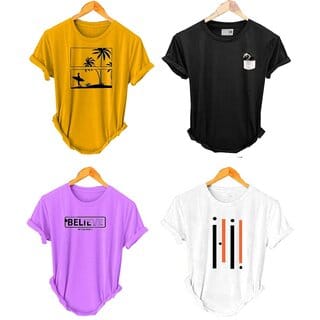 (Pack Of 4) Fashlook Printed T-Shirts for Men - Stylish & Comfortable Casual Wear (Multicolor)