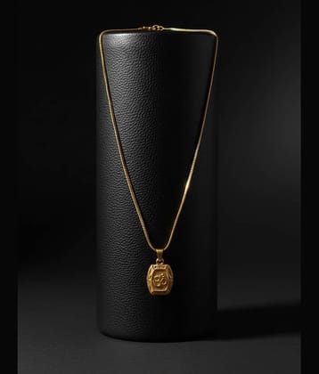 Men's Sacred Om Engraved Gold-Plated Pendant With Box Chain