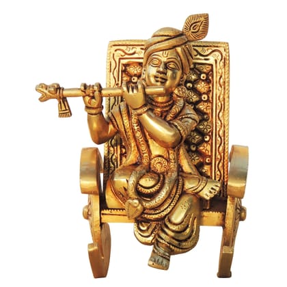 Brass Showpiece Krishna With Chair God Idol Statue (BSMAS1777 D)