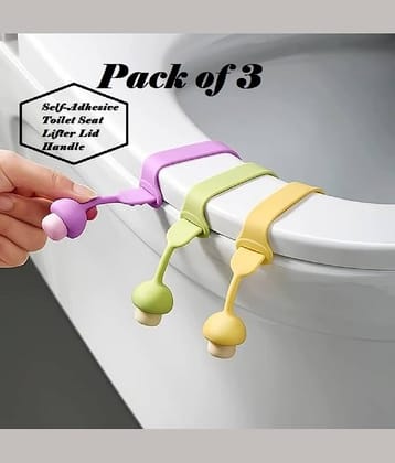 Toilet Cover Seat Lid Lifter Handle Bathroom Accessories (Set of 3)