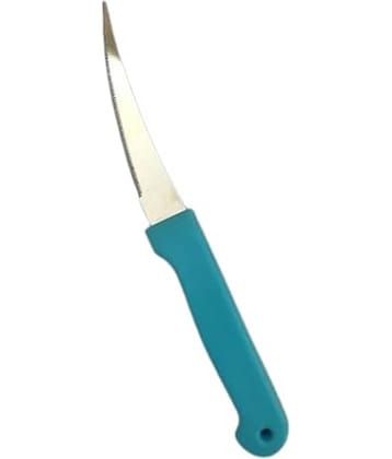 Professional Paring Knife, Steel Blade with Plastic Handle, Curved Design for Vegetables and Fruits (Blue)