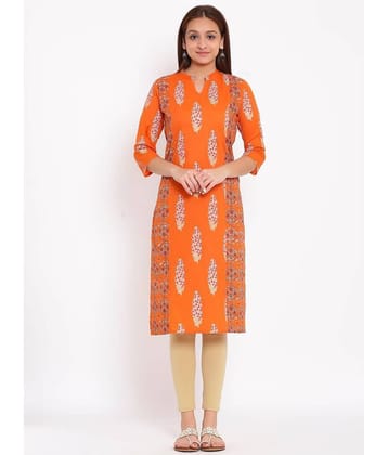 SAART BUNAAI - Orange Cotton Women's Straight Kurti