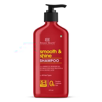 Botanic Hearth Smooth & Shine Shampoo with Rosehip Oil & Silk Protein |Hydrating & Strengthening Formula | Tames Flyaways & Boosts Radiance | Sulfate & Paraben Free, 473ml Botanic Hearth Smooth & Shine Shampoo with Rosehip Oil & Silk Protein |Hydrating &