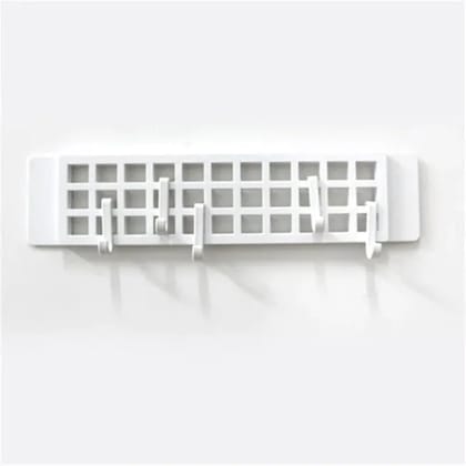 ATEVON Multipurpose Wall Mounted Plastic Hanger Hook Rack | 5 Adjustable Hooks for Bathroom Kitchen Wardrobe Wall | Self-Adhesive Space-Saving Organizer for Clothes Towels Keys Bags