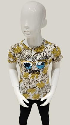 Girls Mustard Printed Half Sleeve Fancy Top-43007 MSTD / Mustard / 26