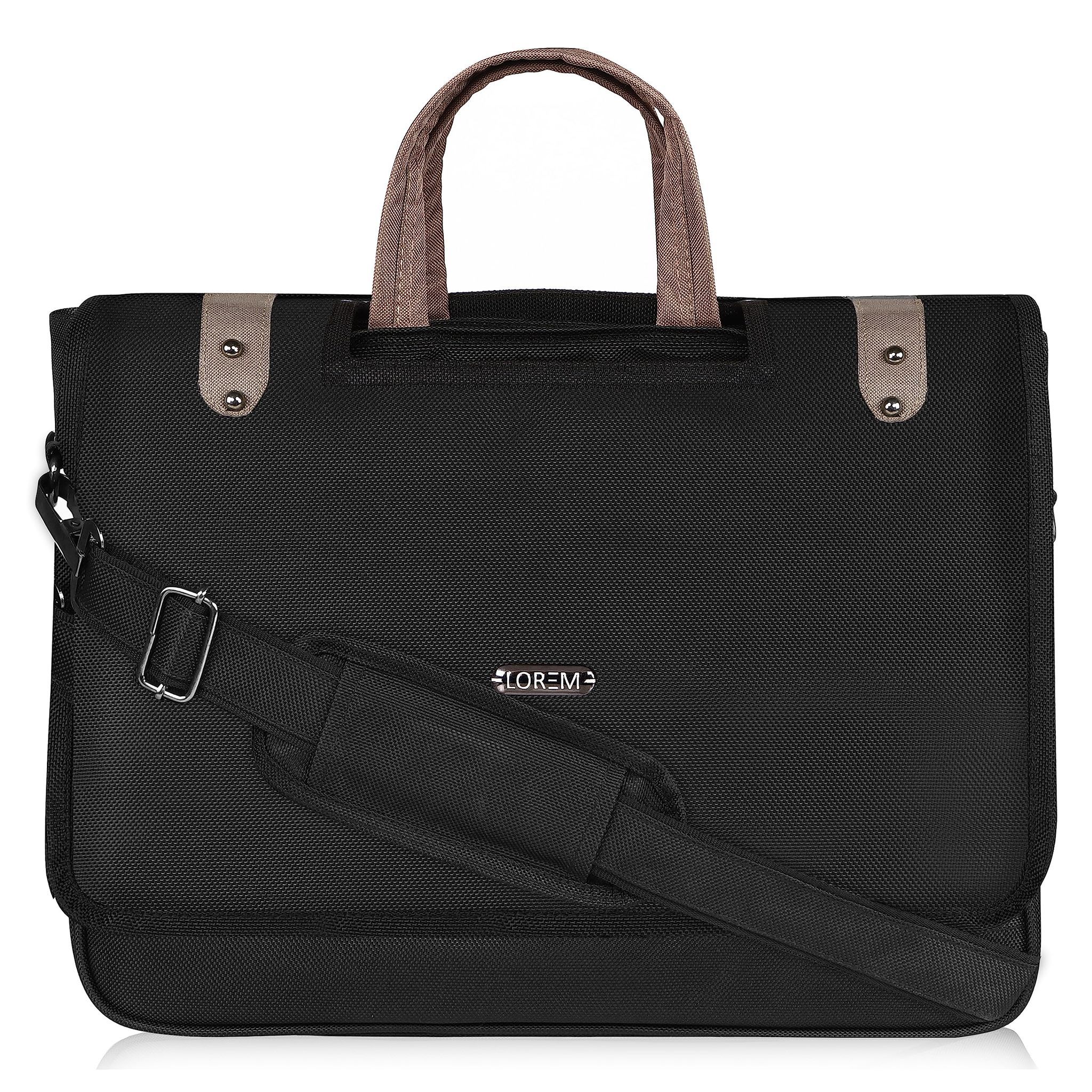 LOREM Black Color Linen fabric 10L Laptop Messenger Bag For Men New BG89