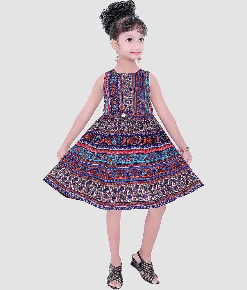9stiches Cotton Blend Frock For Girls ( Pack of 1 , Multicolor )