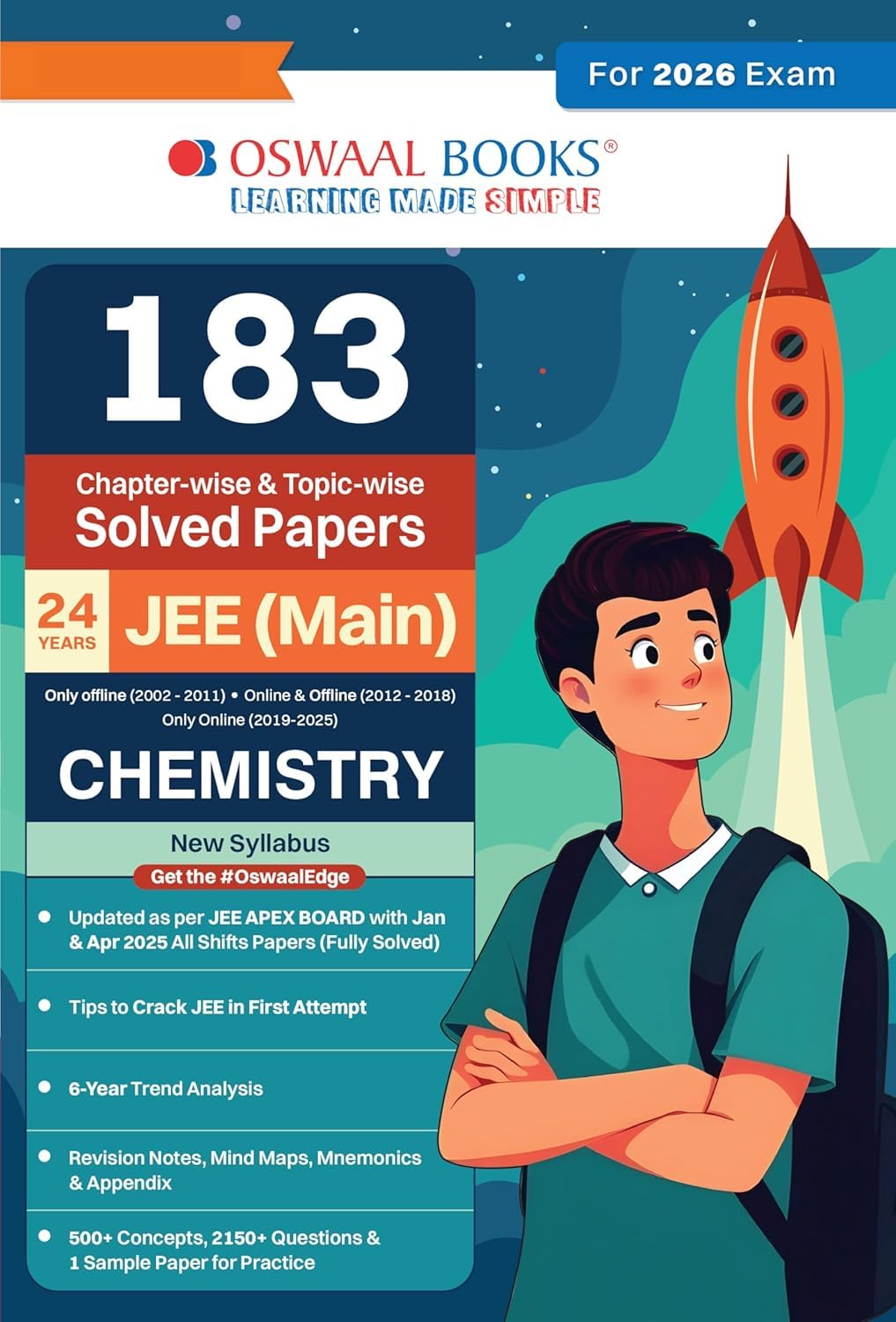 Oswaal 183 Chapter-wise Solved Papers JEE (Main) Chemistry Book| For 2026 Exams Paperback [Paperback] oswal books & learning pvt.ltd.