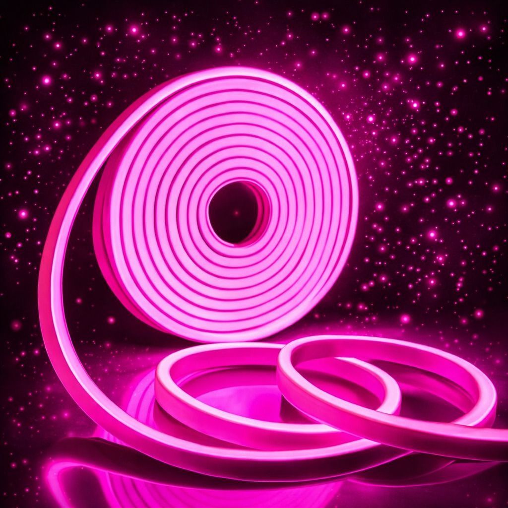 SPARKWORLD 5 Meter Pink Neon LED Strip Light Flexible Decorative Lighting for Room, Sign Boards & Event Decor | Size: 4.98 m