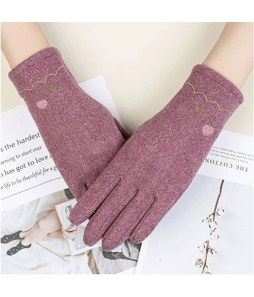 Babji Purple Women's Woollen Gloves ( Pack of 1 )