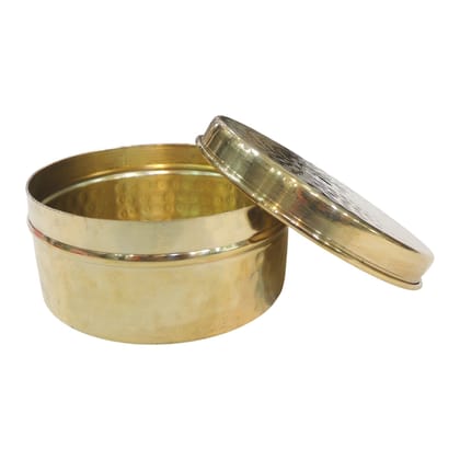 Brass Laddu Box | Traditional Sweet Storage Container, Height : 2 Inch (ZMAS645 B)