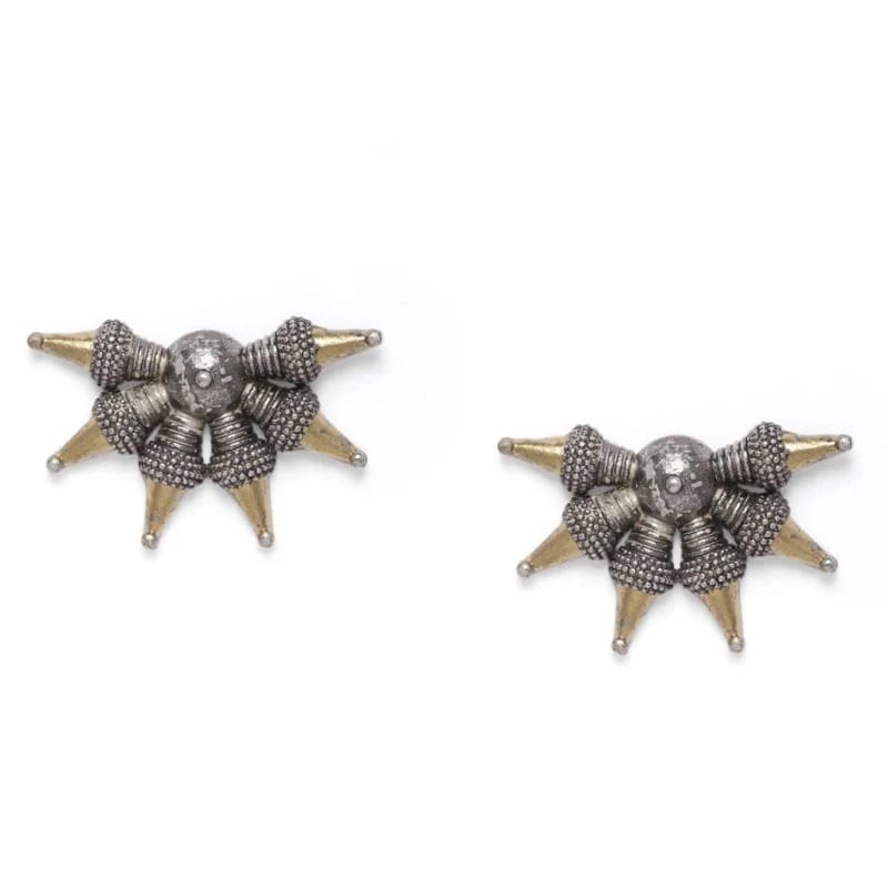 Silver-Toned Contemporary Studs