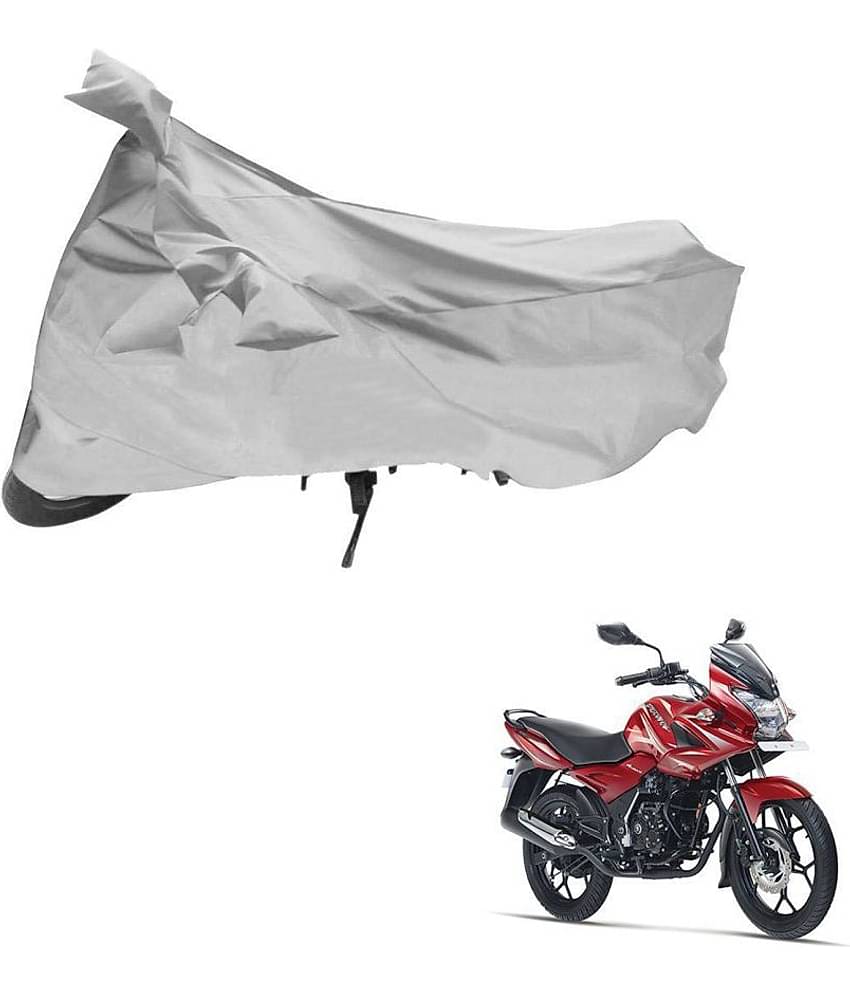 AutoRetail Dust Proof Two Wheeler Polyster Cover for Bajaj Discover 150F (Mirror Pocket, Silver Color)