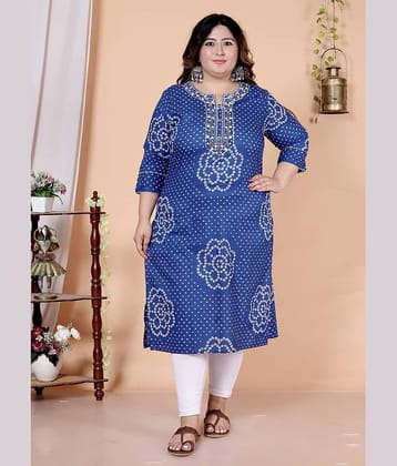 Avnii Women Cotton Printed Straight Kurti ( Blue )