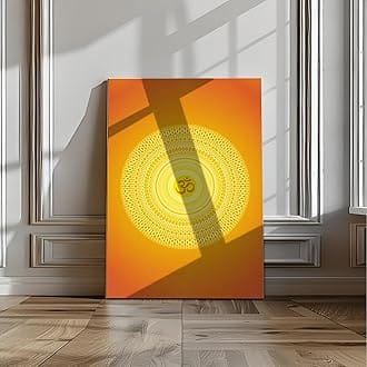 Eurotex Beautiful Om Painting for Wall Decoration Canvas Printed Om Wall Art for Vastu Framed Rectangular Om Wall Painting for Living Room Bedroom Office Gift (12x18 Framed)