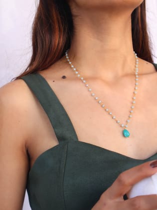 Astrid Blue Pendant Necklace-Turquoise