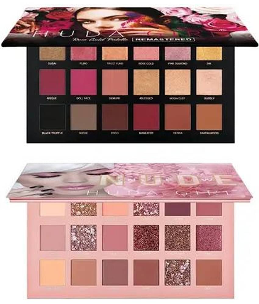 BLUSHIS Semi-Matte Nude And Rose Gold Eyeshadow Palette Combo, 36gms
