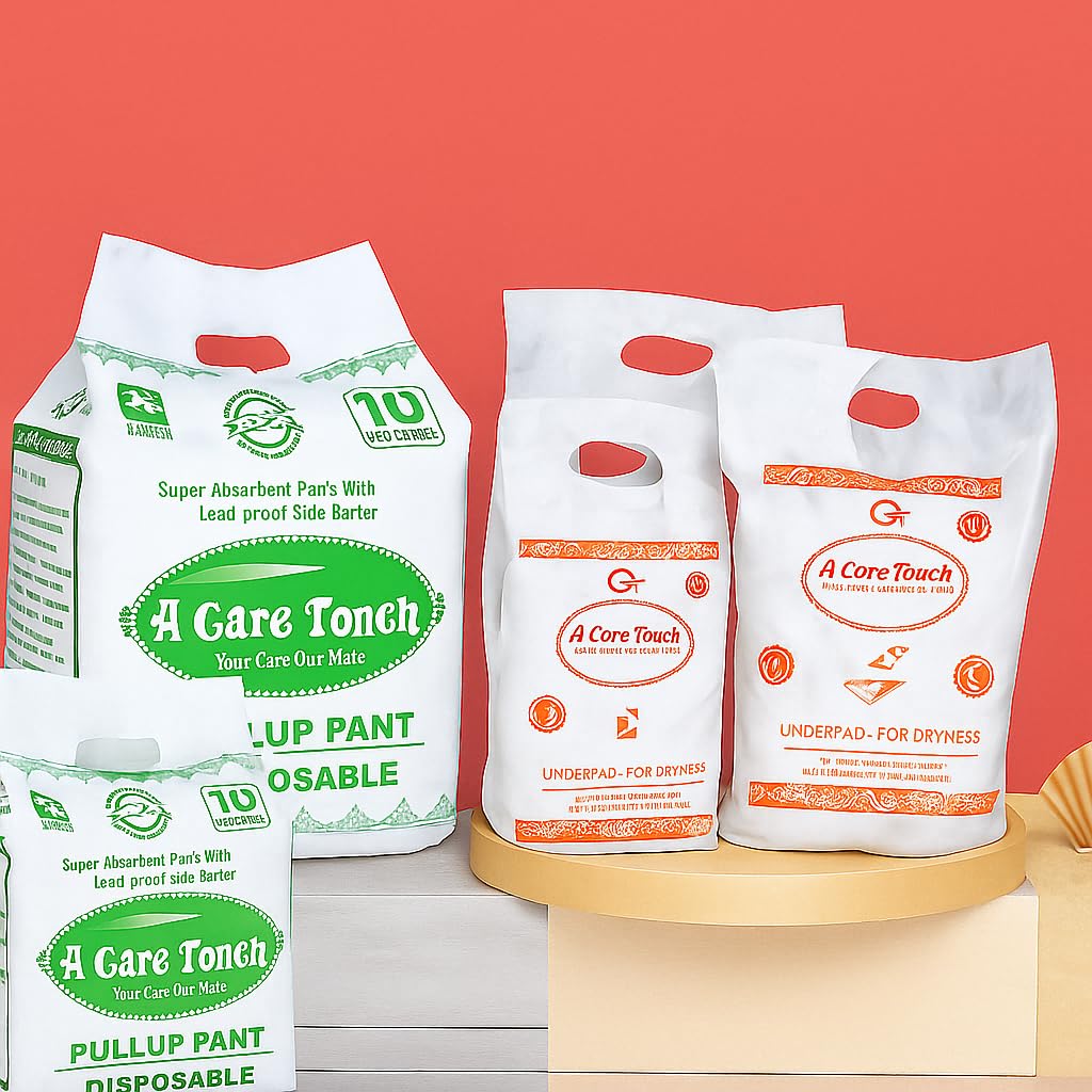 A Care Touch Disposable Pull-up Pants with Underpads, Super Absorbent with Leak-proof Side Barrier (Pack of 2 L-XL Pull Up Pants & 2 underpads)