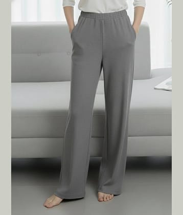 DE TRENDZ Women Cotton Blend Casual Trousers ( Grey )