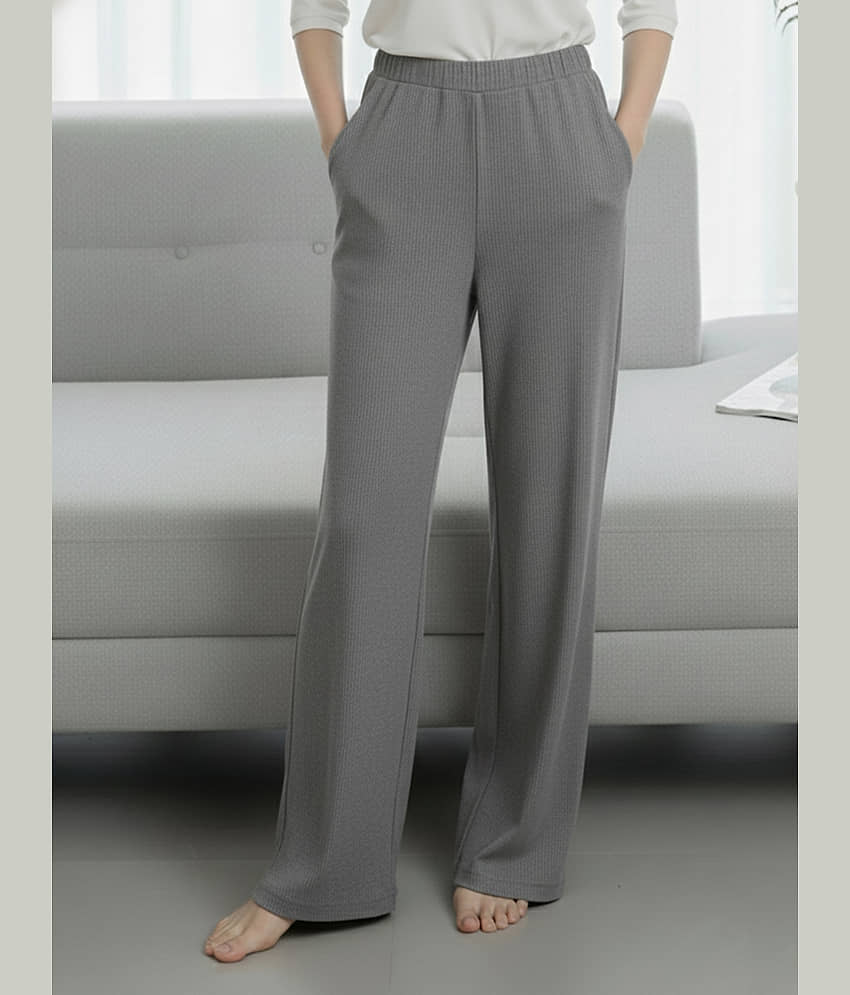DE TRENDZ Women Cotton Blend Casual Trousers ( Grey )