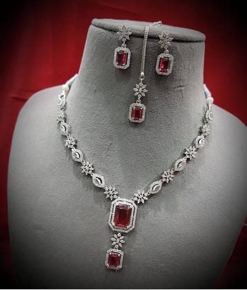 Ladymania Red Alloy Necklace Set ( Pack of 1 )