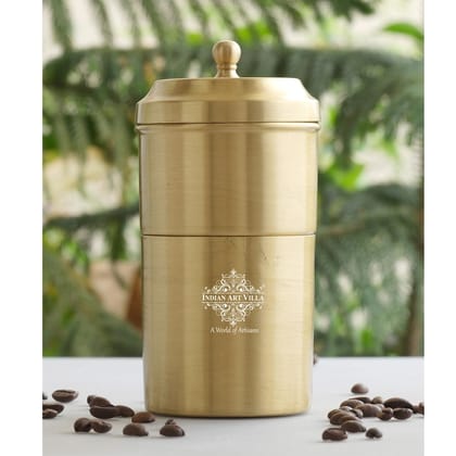 Handcrafted Pure Brass Coffee Filter with Matt Finished Design, Medium Size-300ML