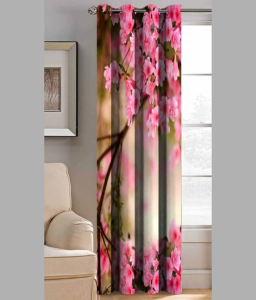 BELLA TRUE Abstract Printed Semi-Transparent Eyelet Curtain 9 ft ( Pack of 1 ) - Multicolor