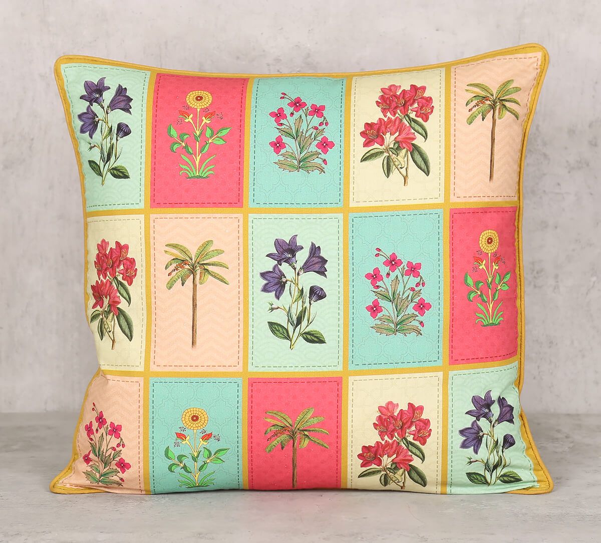 India Circus Blossom Treasure - Cotton Poplin Cushion Cover- 18 X 18 Inch